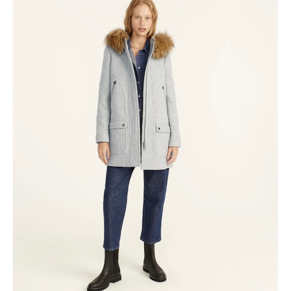 J. Crew Chateau Parka Italian Stadium-Cloth Wool Womens Size 4.